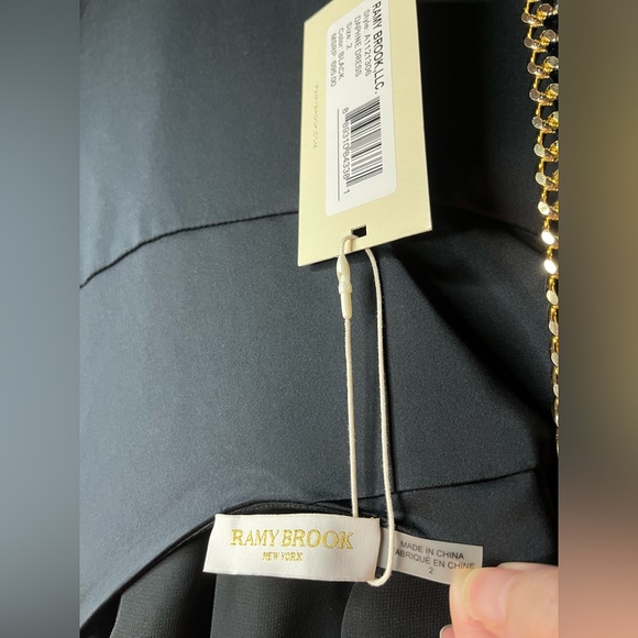 Ramy Brook Daphne Wrap Halter Cocktail Dress on Back Black Size 2 NWT - Picture 9 of 11